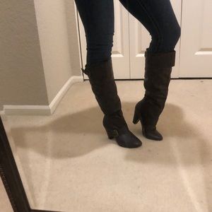 Knee high buckle boots